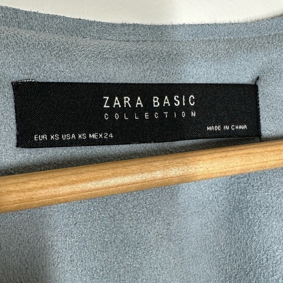 Zara Powder Blue Faux Suede Jacket XS - Picture 4 of 6